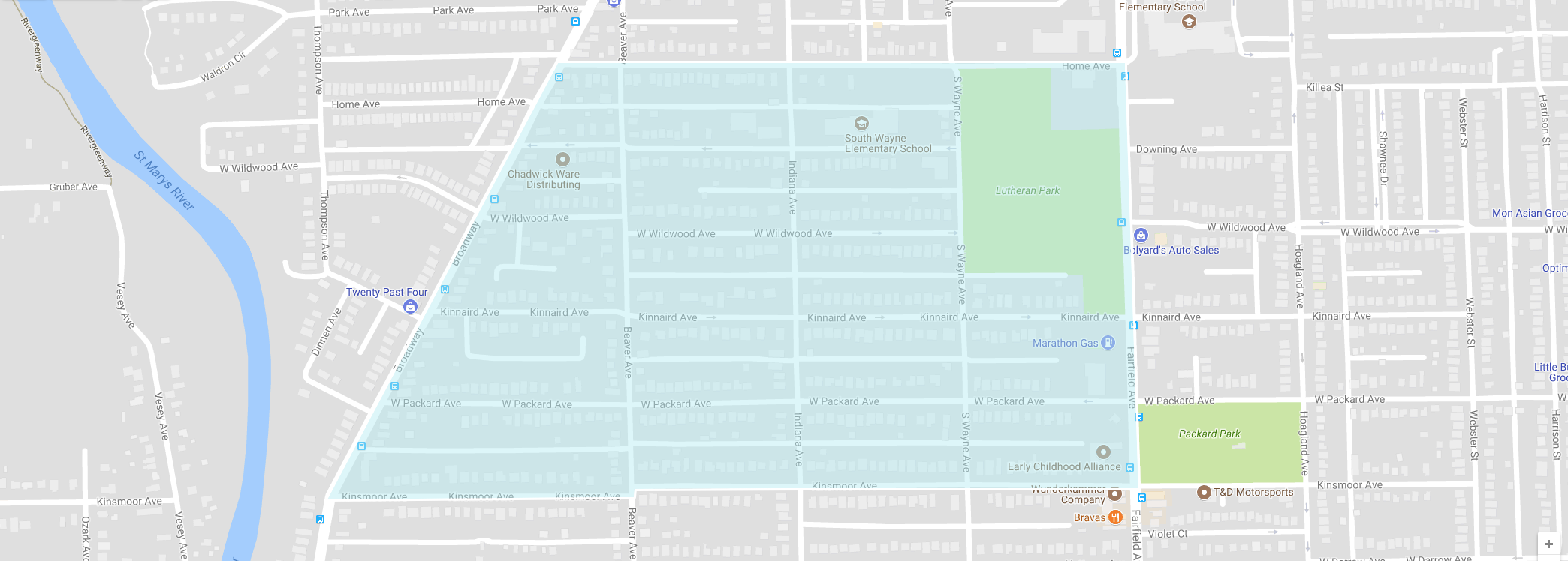 South Wayne Google map
